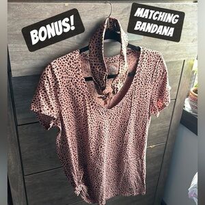 Victoria Secret PINK cheetah print shirt with bonus bandana